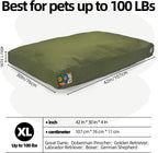 Sytopia 42-Inch Canvas Outdoor Indestructible Dog Bed for Extra Large Dogs– Heavy-Duty Waterproof, Chew-Proof & Washable, Removable Cover, Ideal for Crate, Patio, Indoor & Outdoor Adventures (Green)
