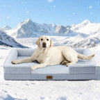 Cooling Dog Bed for Extra Large Dogs 44x32 inch, Q-Max >0.4 Summer Cool Orthopedic Foam Pet Sofa Bed with Sides, XL Size Bolster Anti-Slip Couch with Washable Removable Cover, Grey
