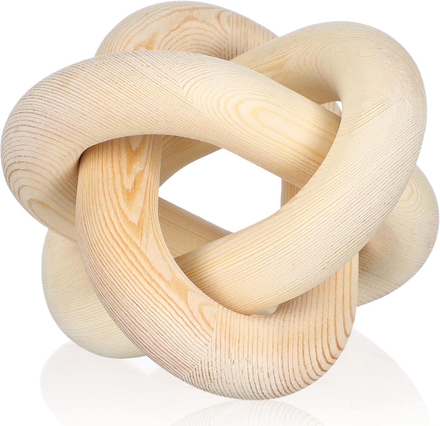 3 Link Wood Knot Decor Rustic Home Décor Accents Hand Carved Coffee Table Decoration, Boho Chain Link Decoration, Modern Shelf, Rustic Objects for Home Living Room Bedroom(White)