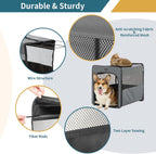 PETSFIT Collapsible Dog Crate, Soft Sided Dog Crate - 31 Inch with Thicken Mat, Easy to Fold, Sturdy and Portable, Perfect for Traveling, Dog Travel Crate Grey