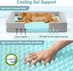 Cooling Dog Bed for Extra Large Dogs 44x32 inch, Q-Max >0.4 Summer Cool Orthopedic Foam Pet Sofa Bed with Sides, XL Size Bolster Anti-Slip Couch with Washable Removable Cover, Grey