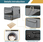 PETSFIT Collapsible Dog Crate, Soft Sided Dog Crate - 31 Inch with Thicken Mat, Easy to Fold, Sturdy and Portable, Perfect for Traveling, Dog Travel Crate Grey