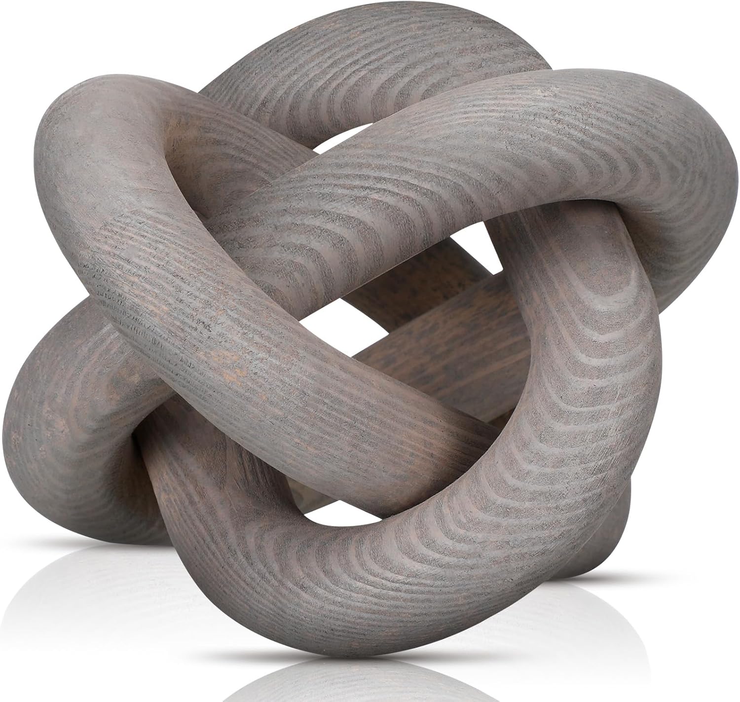 3 Link Wood Knot Decor Rustic Home Décor Accents Hand Carved Coffee Table Decoration, Boho Chain Link Decoration, Modern Shelf, Rustic Objects for Home Living Room Bedroom(White)