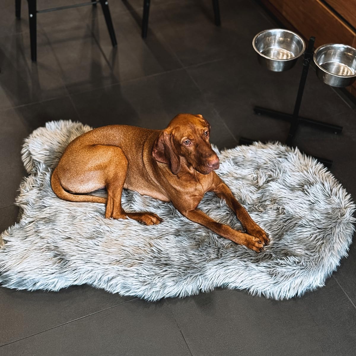 iHappyDog Luxury Faux Fur Orthopedic Dog Bed, Memory Foam Dog Bed for Small, Medium, Large and XL Pets, Fluffy Pet Rug with Waterproof & Washable Cover (Brown, Giant 60x35inch)