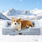 Cooling Dog Bed for Extra Large Dogs 44x32 inch, Q-Max >0.4 Summer Cool Orthopedic Foam Pet Sofa Bed with Sides, XL Size Bolster Anti-Slip Couch with Washable Removable Cover, Grey