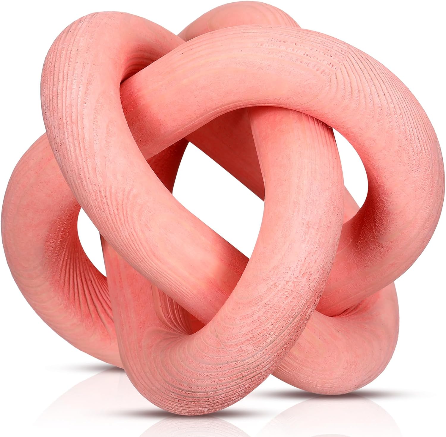 3 Link Wood Knot Decor Rustic Home Décor Accents Hand Carved Coffee Table Decoration, Boho Chain Link Decoration, Modern Shelf, Rustic Objects for Home Living Room Bedroom(White)