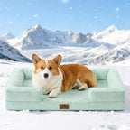 Cooling Dog Bed for Extra Large Dogs 44x32 inch, Q-Max >0.4 Summer Cool Orthopedic Foam Pet Sofa Bed with Sides, XL Size Bolster Anti-Slip Couch with Washable Removable Cover, Grey