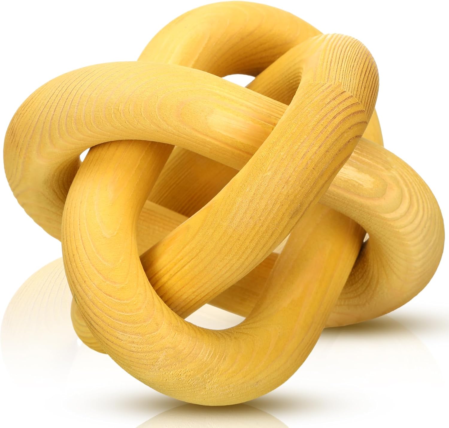 3 Link Wood Knot Decor Rustic Home Décor Accents Hand Carved Coffee Table Decoration, Boho Chain Link Decoration, Modern Shelf, Rustic Objects for Home Living Room Bedroom(White)