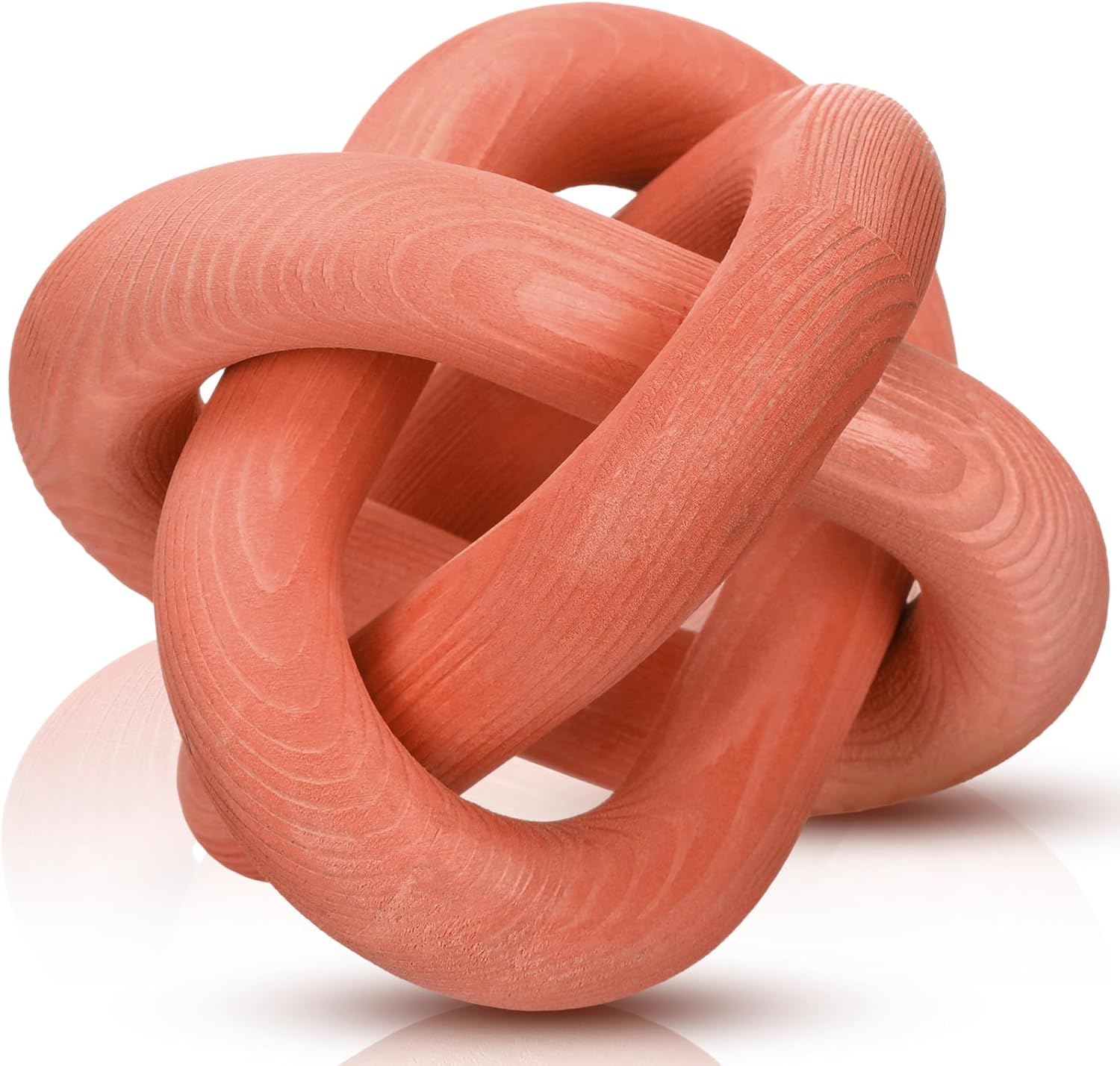 3 Link Wood Knot Decor Rustic Home Décor Accents Hand Carved Coffee Table Decoration, Boho Chain Link Decoration, Modern Shelf, Rustic Objects for Home Living Room Bedroom(White)