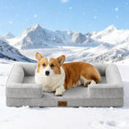 Cooling Dog Bed for Extra Large Dogs 44x32 inch, Q-Max >0.4 Summer Cool Orthopedic Foam Pet Sofa Bed with Sides, XL Size Bolster Anti-Slip Couch with Washable Removable Cover, Grey