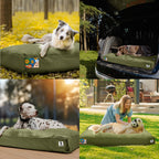 Sytopia 42-Inch Canvas Outdoor Indestructible Dog Bed for Extra Large Dogs– Heavy-Duty Waterproof, Chew-Proof & Washable, Removable Cover, Ideal for Crate, Patio, Indoor & Outdoor Adventures (Green)