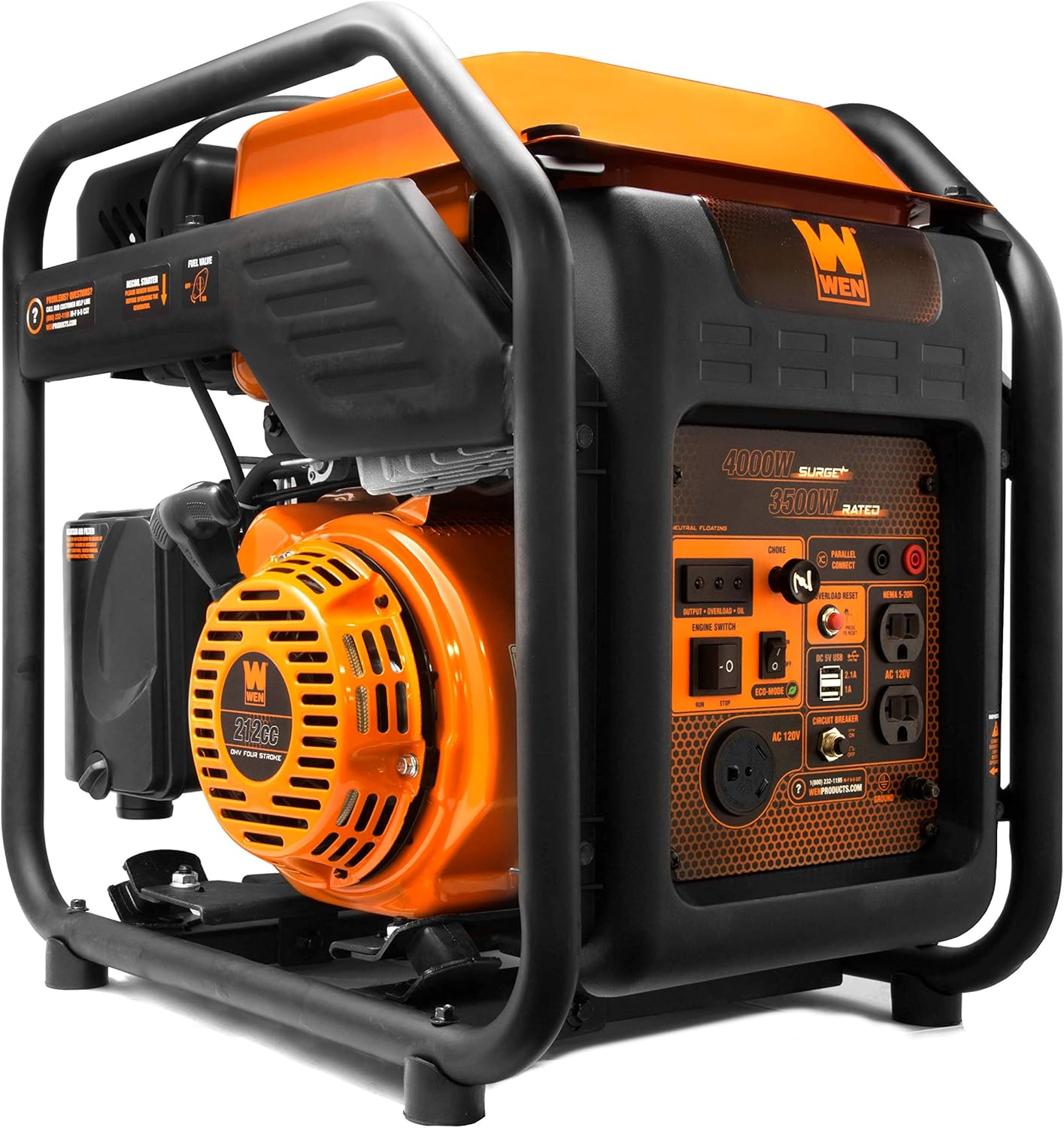 WEN 5600-Watt Portable Generator, Electric Start, 224cc, Transfer-Switch and RV-Ready with CO Shutdown Sensor (GN5602X)
