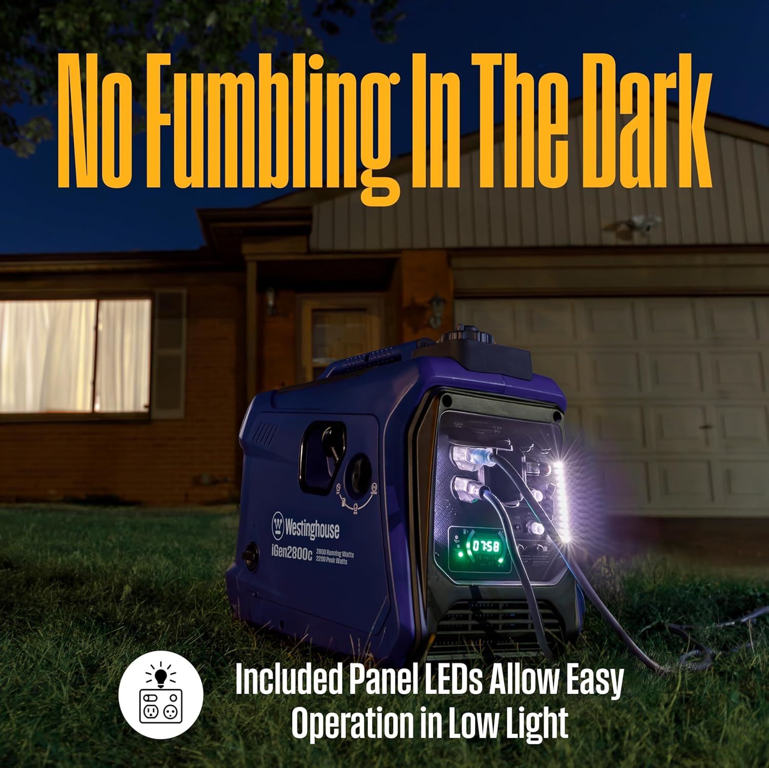 Westinghouse 2800 Peak Watt Super Quiet & Lightweight Portable Inverter Generator, Gas Powered, CO Sensor, Parallel Capable, Long Run Time