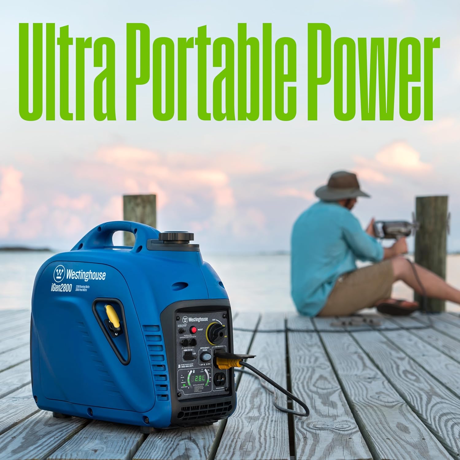 Westinghouse 2800 Peak Watt Super Quiet & Lightweight Portable Inverter Generator, Gas Powered, Parallel Capable, Long Run Time
