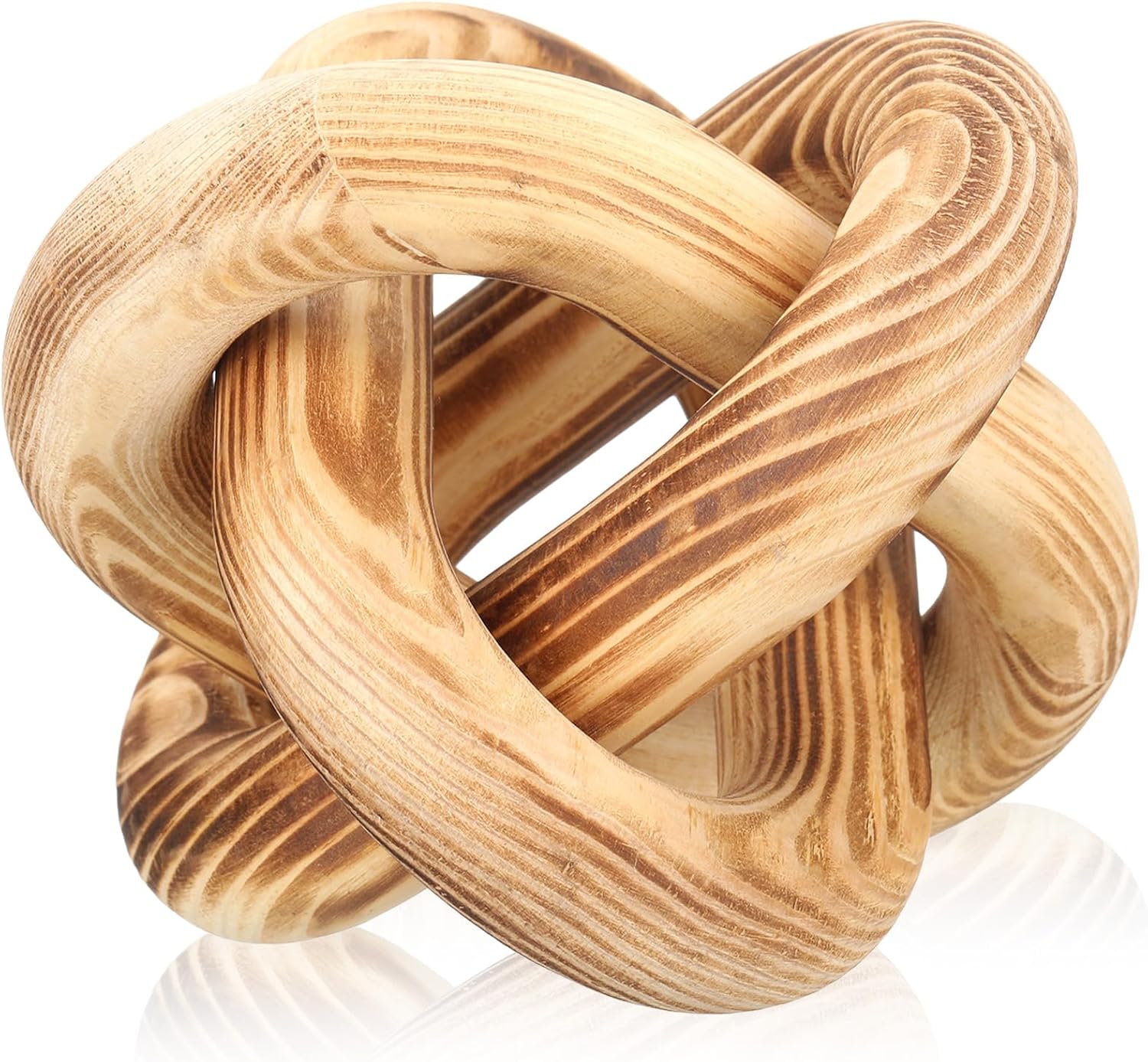 3 Link Wood Knot Decor Rustic Home Décor Accents Hand Carved Coffee Table Decoration, Boho Chain Link Decoration, Modern Shelf, Rustic Objects for Home Living Room Bedroom(White)