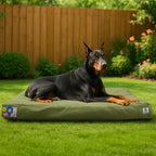 Sytopia 42-Inch Canvas Outdoor Indestructible Dog Bed for Extra Large Dogs– Heavy-Duty Waterproof, Chew-Proof & Washable, Removable Cover, Ideal for Crate, Patio, Indoor & Outdoor Adventures (Green)