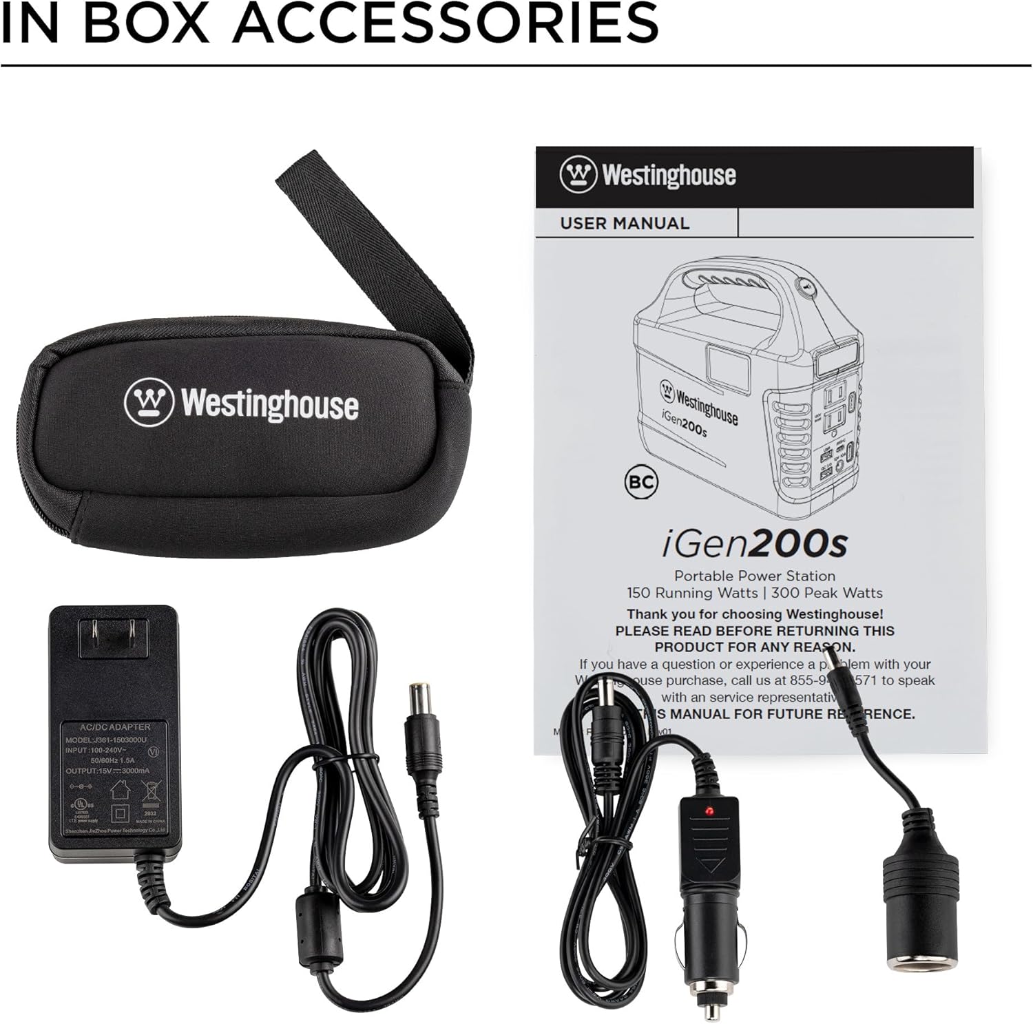 Westinghouse 194Wh 300 Peak Watt Portable Power Station & Solar Generator, Modified Sine Wave AC Outlet, Backup Lithium Battery for Camping, Home, Travel, Indoor/Outdoor Use (Solar Panel Not Included)