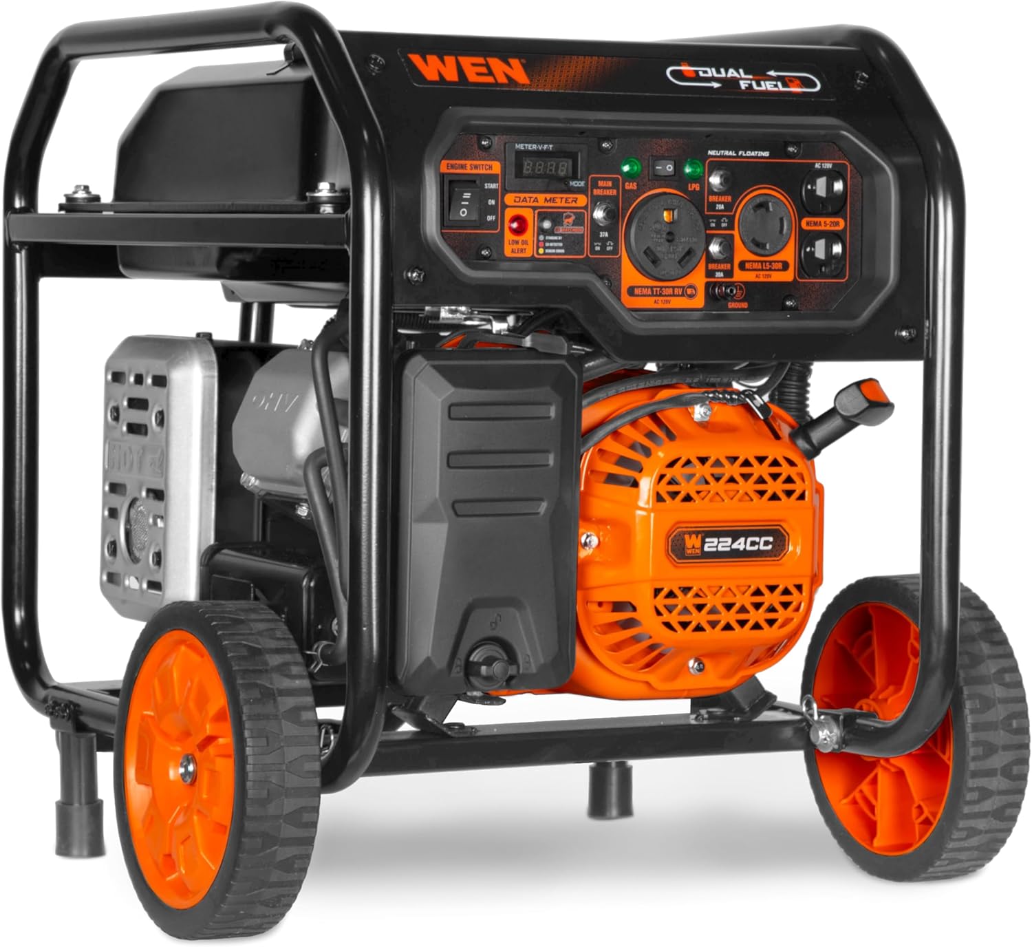 WEN 5600-Watt Portable Generator, Electric Start, 224cc, Transfer-Switch and RV-Ready with CO Shutdown Sensor (GN5602X)