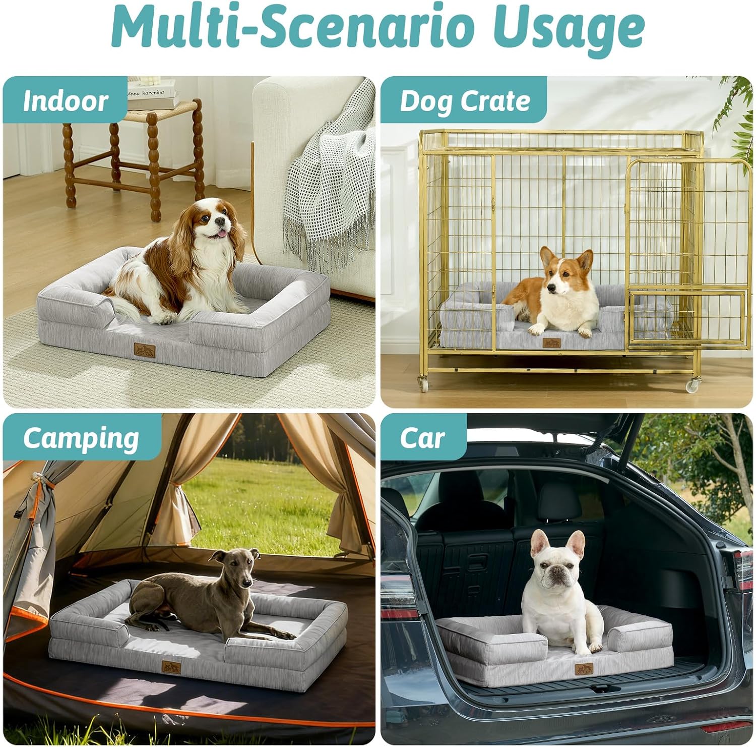 Cooling Dog Bed for Extra Large Dogs 44x32 inch, Q-Max >0.4 Summer Cool Orthopedic Foam Pet Sofa Bed with Sides, XL Size Bolster Anti-Slip Couch with Washable Removable Cover, Grey