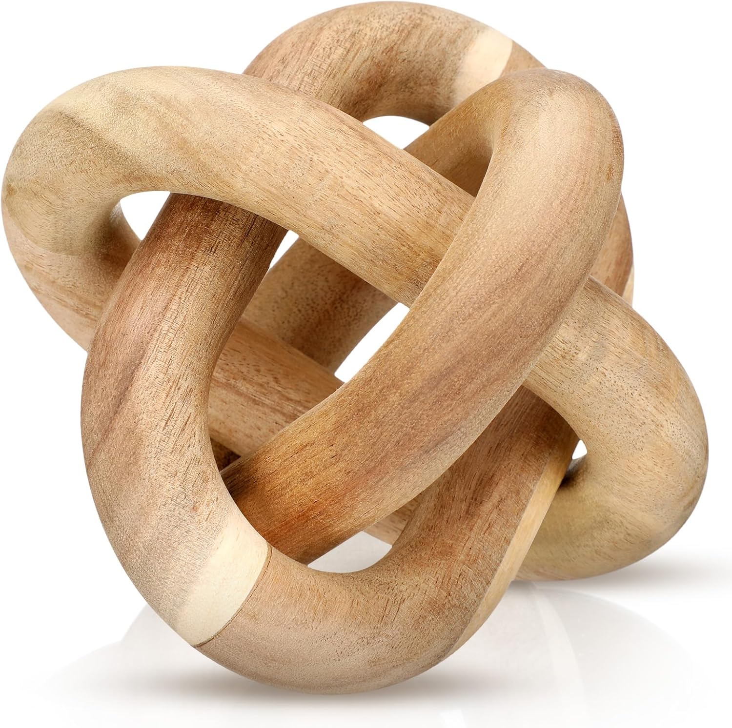 3 Link Wood Knot Decor Rustic Home Décor Accents Hand Carved Coffee Table Decoration, Boho Chain Link Decoration, Modern Shelf, Rustic Objects for Home Living Room Bedroom(White)