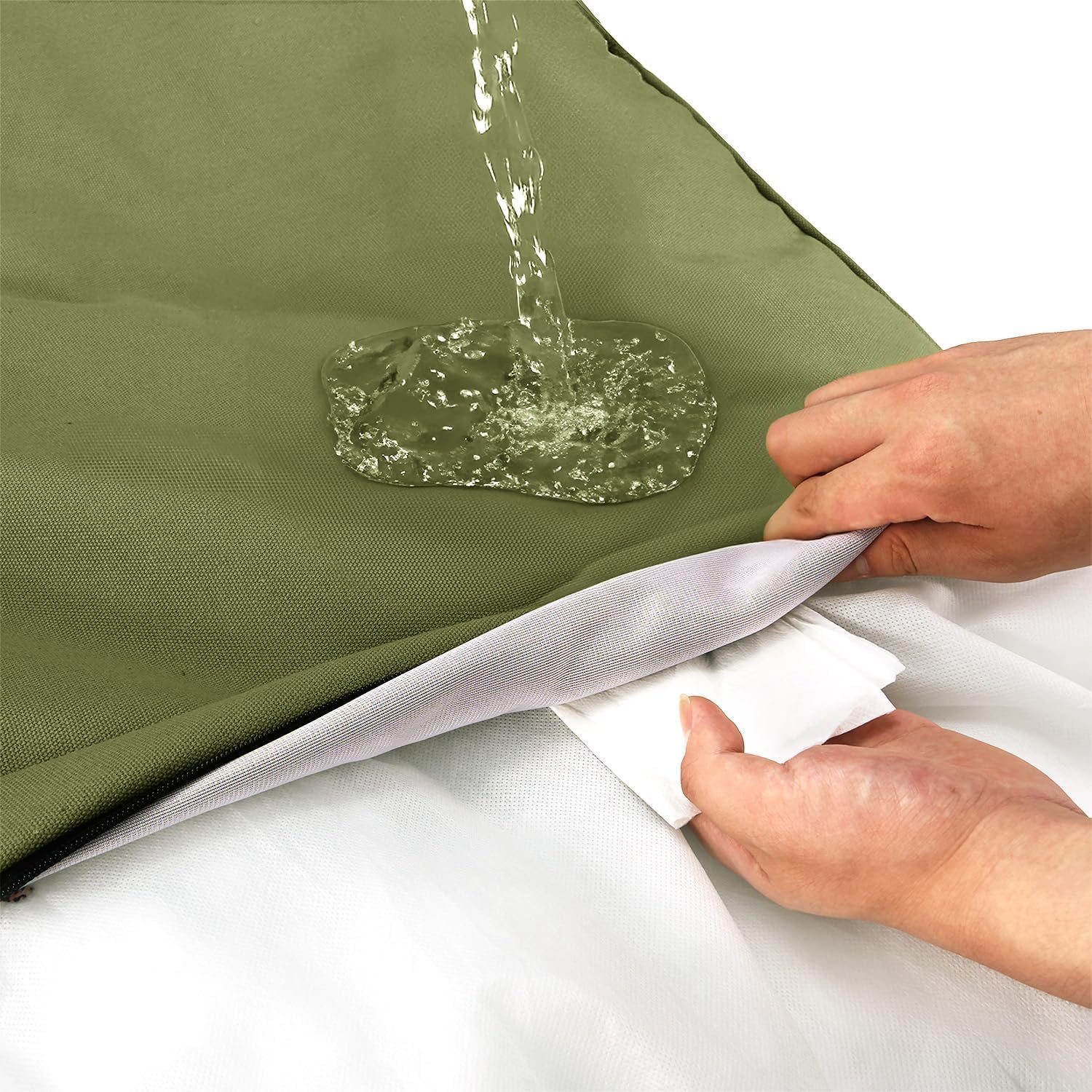 Sytopia 42-Inch Canvas Outdoor Indestructible Dog Bed for Extra Large Dogs– Heavy-Duty Waterproof, Chew-Proof & Washable, Removable Cover, Ideal for Crate, Patio, Indoor & Outdoor Adventures (Green)