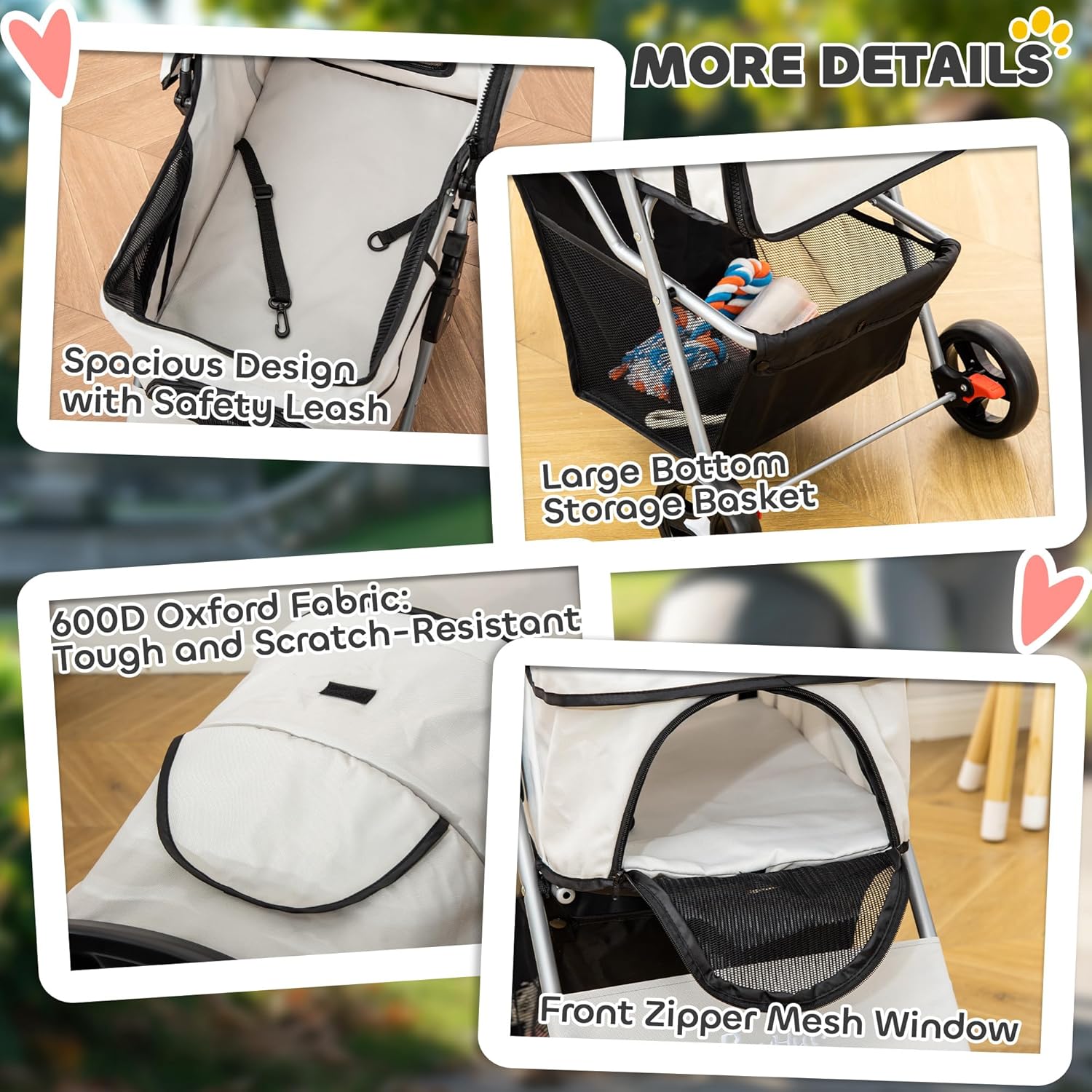 PawHut Dog Stroller, One-click Folding Pet Stroller with Cup Holder, 4 Wheels Travel Carrier w/Brakes, 360° Swiveling Front Wheels, Storage Basket, for XS/Small Dogs Cats, Grey