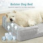 Cooling Dog Bed for Extra Large Dogs 44x32 inch, Q-Max >0.4 Summer Cool Orthopedic Foam Pet Sofa Bed with Sides, XL Size Bolster Anti-Slip Couch with Washable Removable Cover, Grey