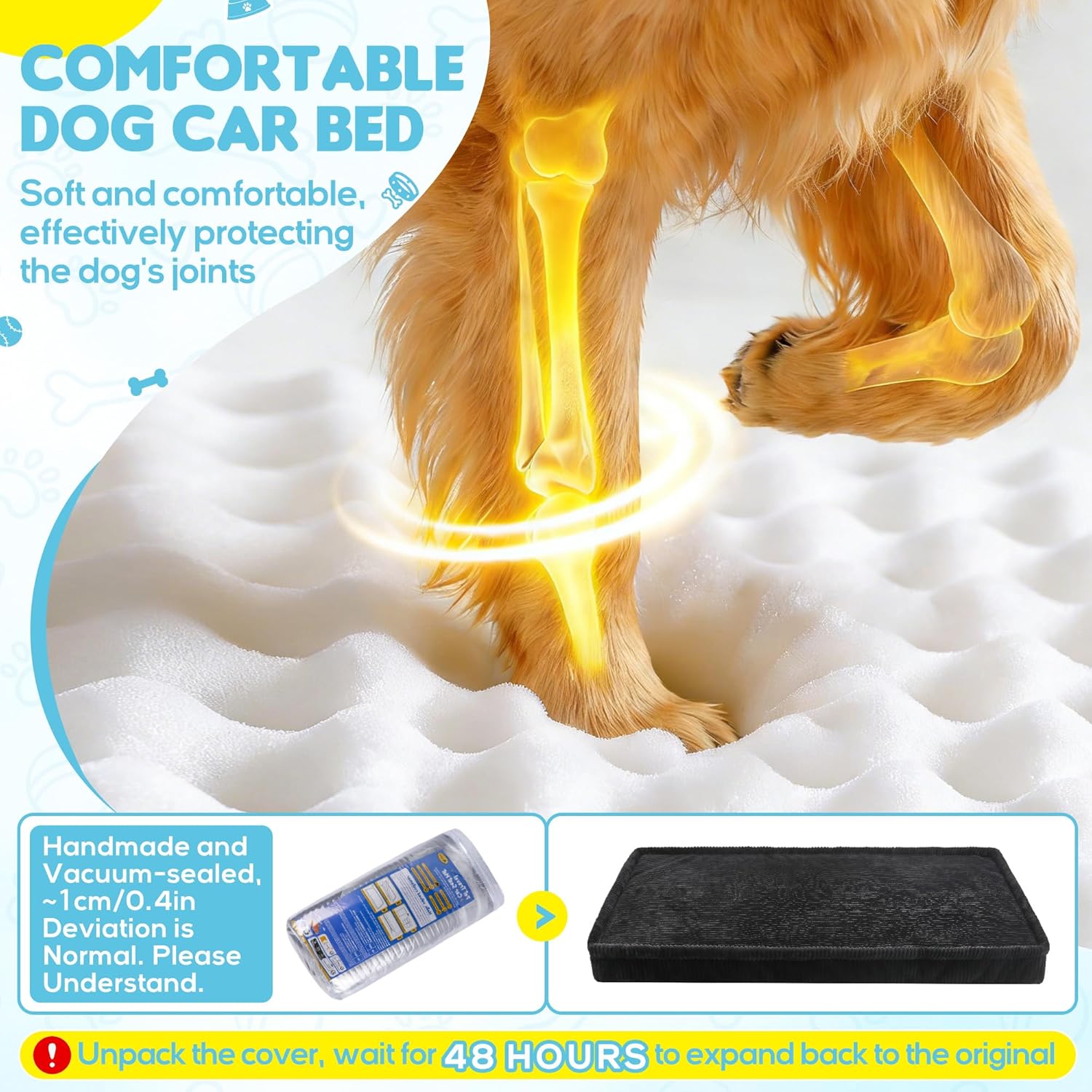 Dog Car Bed, Non-Slip Backseat Extender Pet Mat, Removable Washable Dog Bed for SUVs, Sedans & Trucks, Anti-Slip Travel Bed for Dogs, Easy Clean & Scratch-Proof & Comfort (Black, XL（56"Lx28.7"M×2"H))