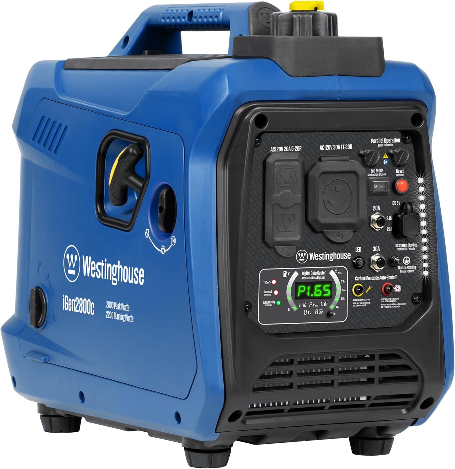 Westinghouse 2800 Peak Watt Super Quiet & Lightweight Portable Inverter Generator, Gas Powered, CO Sensor, Parallel Capable, Long Run Time