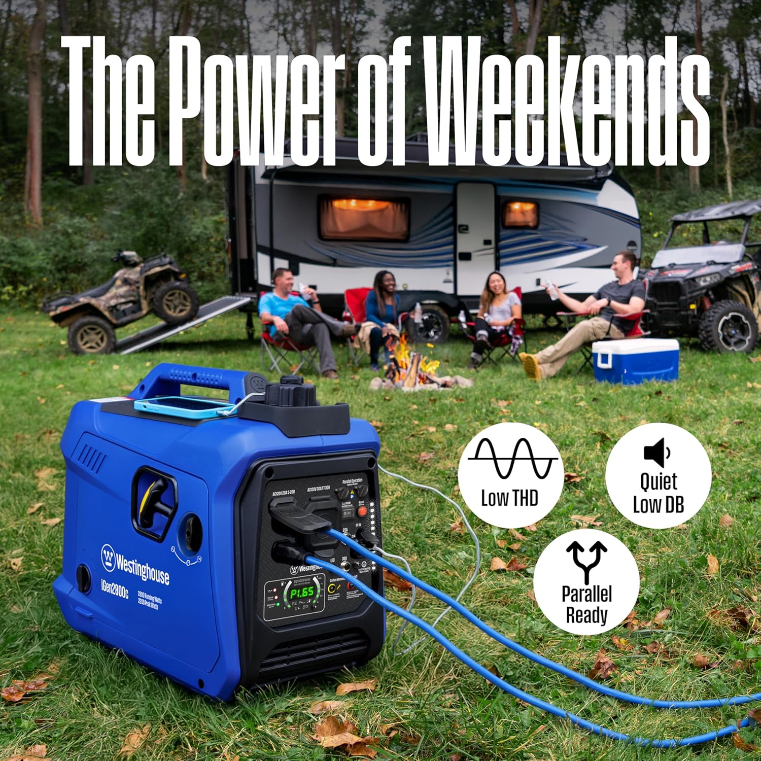 Westinghouse 2800 Peak Watt Super Quiet & Lightweight Portable Inverter Generator, Gas Powered, CO Sensor, Parallel Capable, Long Run Time