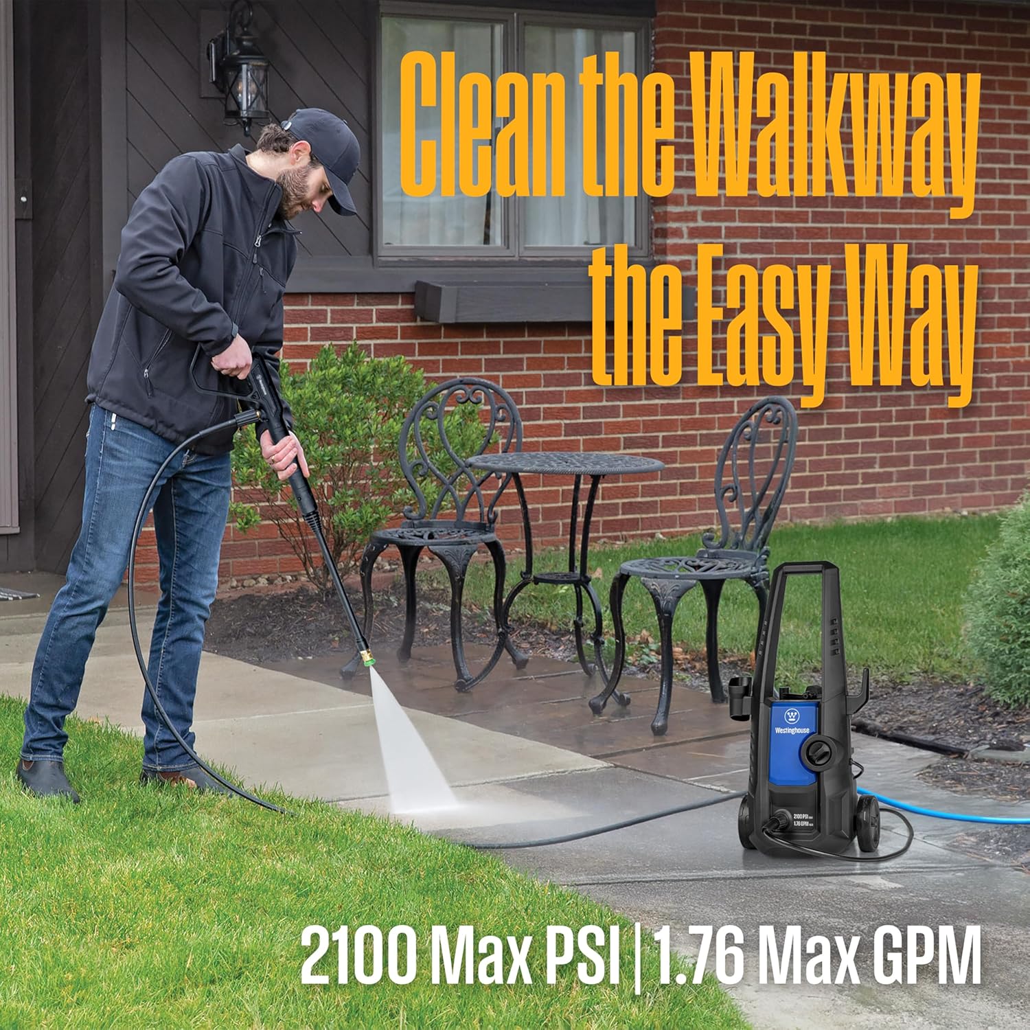 Westinghouse ePX3050 Electric Pressure Washer, 2100 Max PSI 1.76 Max GPM with Foam Cannon and Turbo Nozzle, for Cars/Fences/Driveways/Home/Patios